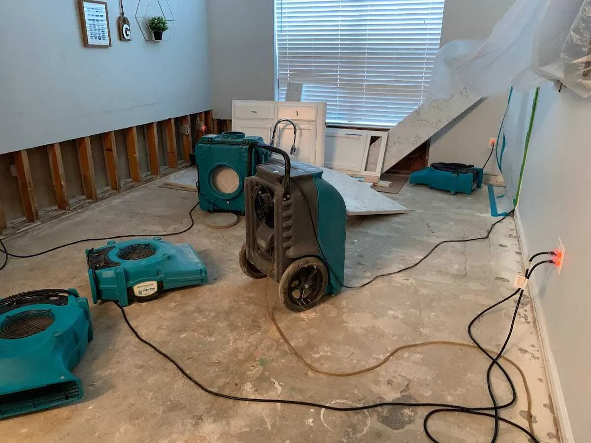 Dehumidifier in flood-cut room for Water Extraction & Removal in Tipp City